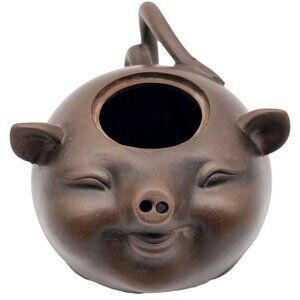 Happy Pig Mini Clay Teapot (Missing Lid)/ Creamer Yixing Chinese Pottery Country